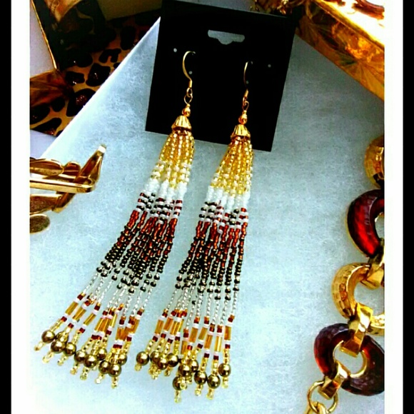 New Beaded Tassel Earrings - Picture 2 of 5